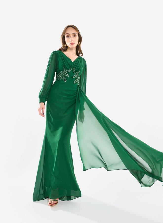 House of Moda Women Flowing Cape Embellished Maxi Dress - Image 3